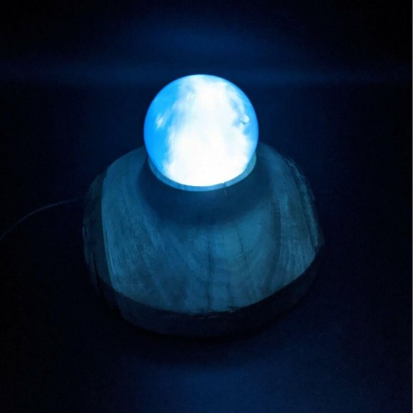 Night Light Wood & Blue Resin Live Edge Handmade Signed by Artist Mood Light USB - Picture 8 of 11